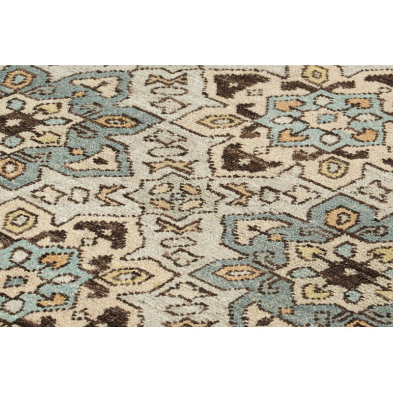 Rug & Kilim’S Caucasian Style Custom Rug In Blue With Geometric Medallions, Rectangle 4' x 6'