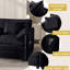 Ensemble de 2 pièces noir, revêtement en chenille, assise profonde, 3 coussins, canapé et fauteuil-502042231