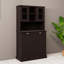 Grande armoire de salle de bain à deux compartiments inclinable avec panier à linge et 2 tablettes réglables - noir