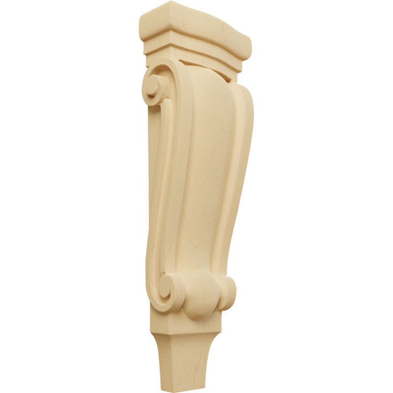 Corbeau en bois de pilastre moyen moyen l 5 1/8 po x P 2 3/8 po x H 15 1/2 po (paquet de 2), Aulne