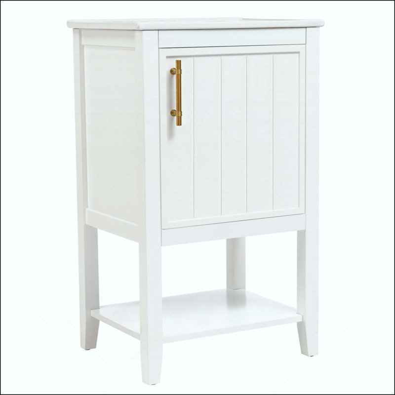 Meuble-lavabo avec lavabo, armoire de salle de bain avec porte à fermeture douce, support de rangement et tablette ouverte (robinet non inclus)