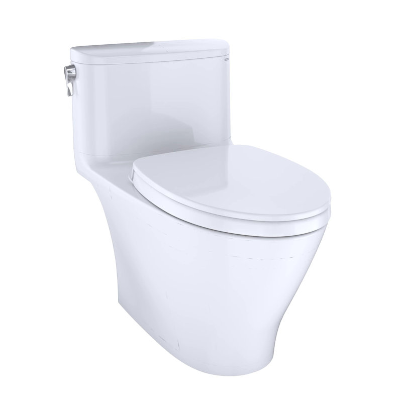 TOTO® Nexus® One-Piece Elongated 1.28 GPF Universal Height Toilet with CEFIONTECT® and SS124 SoftClose Seat, WASHLET®+ Ready, Cotton White