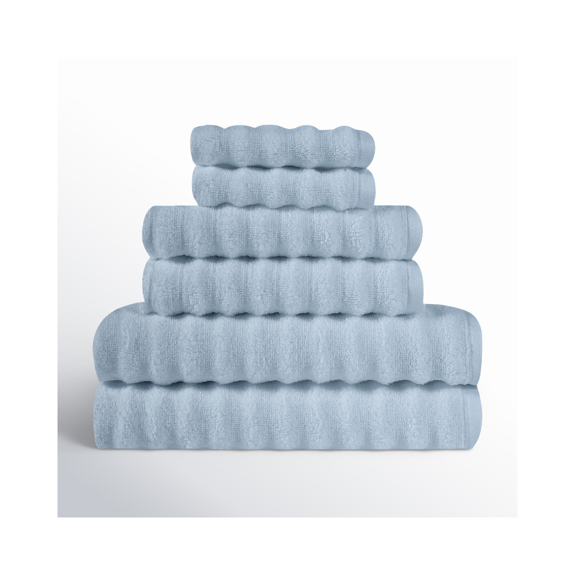  Zero Twist 6 Piece Towel Set, Light Blue