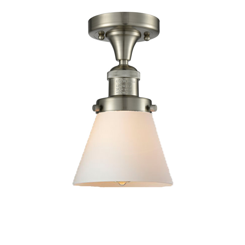 Glass Semi Flush Mount, Satin Gold, Matte White Cased