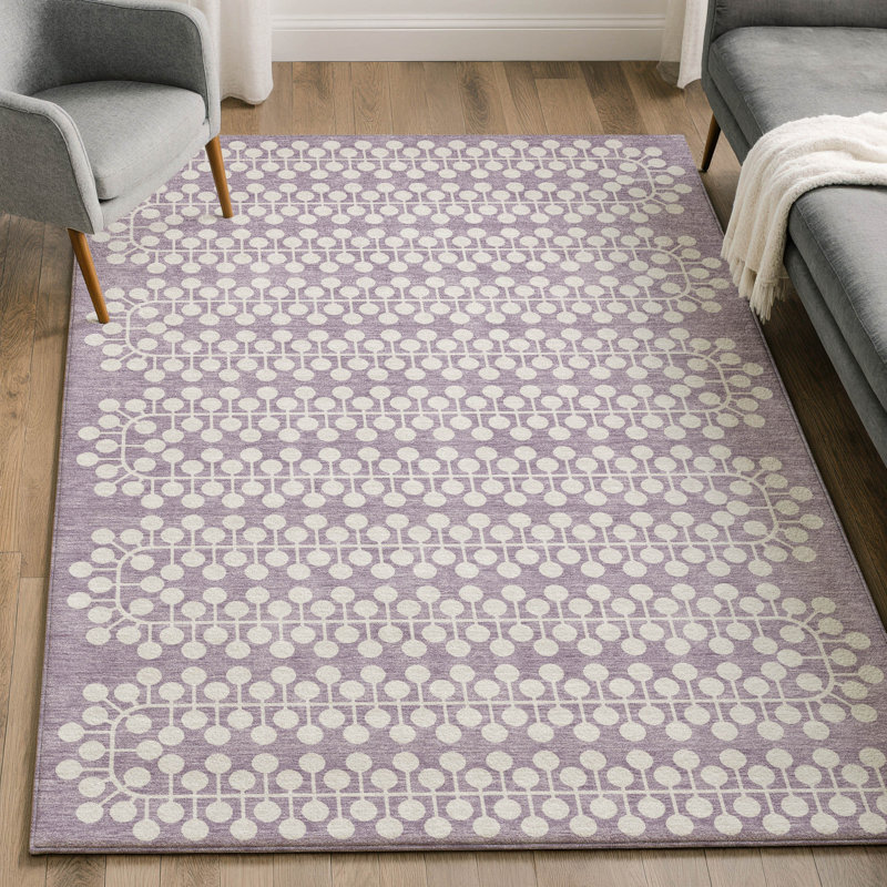Premium Machine Washable Mayfield AMF2247 Geometric Rug, 8' x 10', Lavender