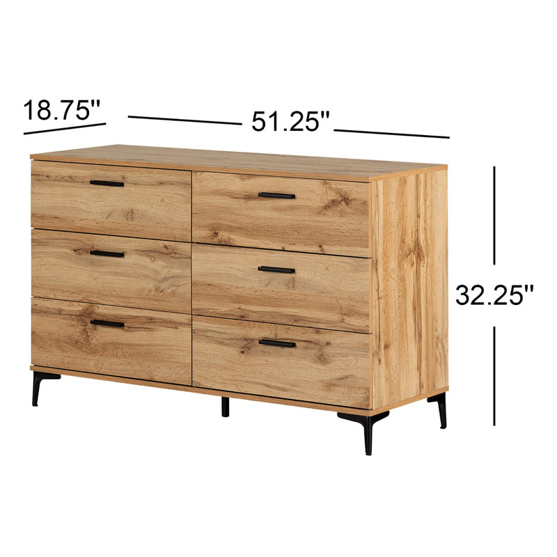 Commode 6 tiroirs Kilgore, Chêne Nordik