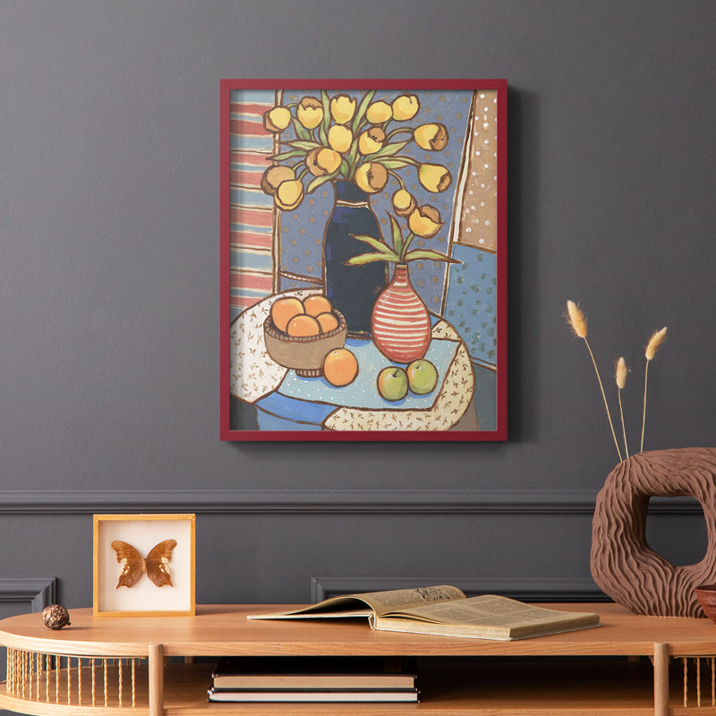 Table Still Life II, reproduction encadrée - bois massif, Rouge, H 10 po x l 8 po