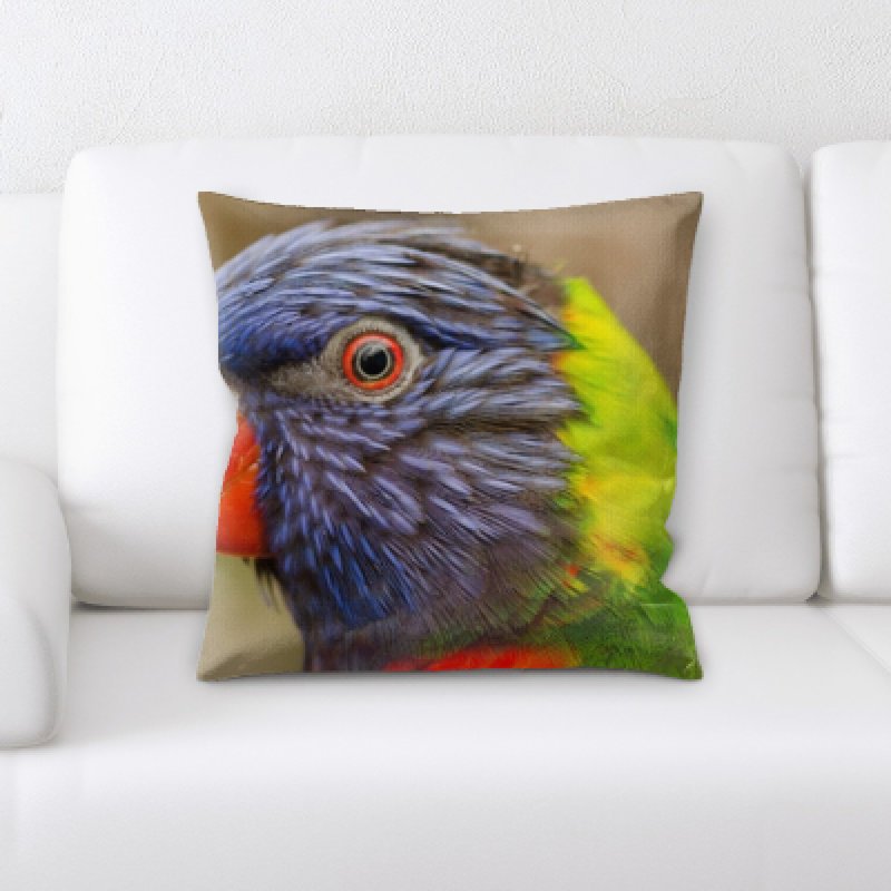 Coussin décoratif à fermeture perroquet coloré Wirth