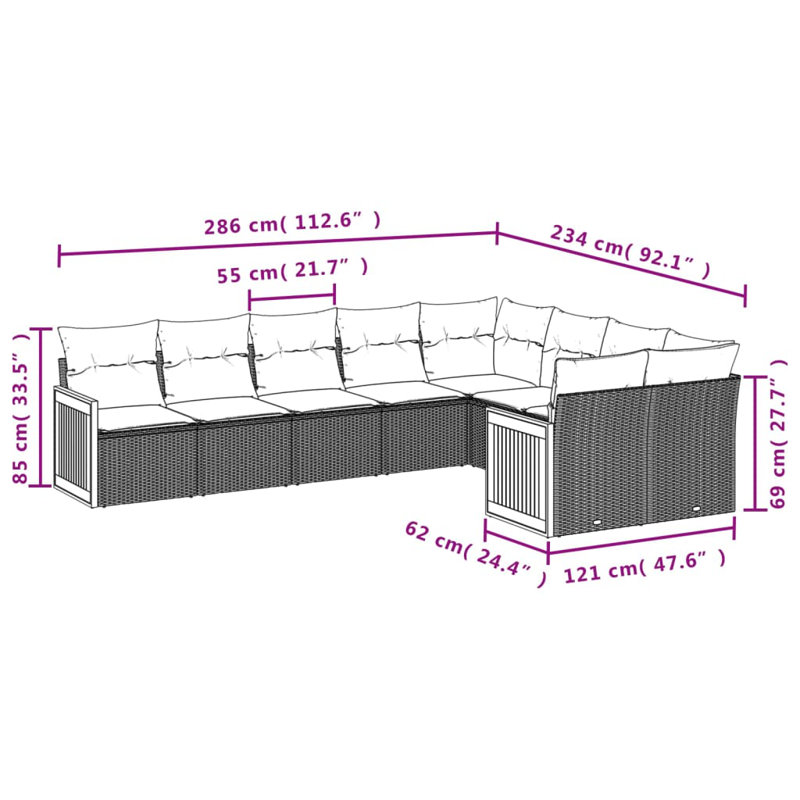 Ensemble de canapé de jardin Vidaxl