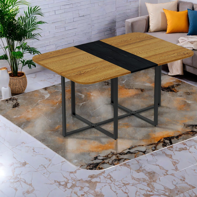 Table de salle à manger moderne en bois marbré, spacieuse pour la cuisine
