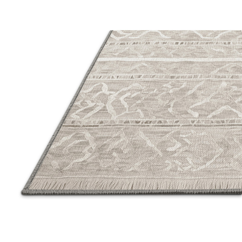 Machine Washable Gray Area Rug, Rectangle 5' x 8'