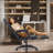 Reclining Ergonomic Faux Leather Swiveling PC & Racing Game Chair with Footrest-97820963-102871746