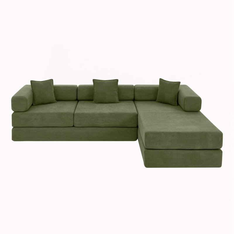 Canapé modulaire 108 po avec méridienne en L 108 po, Vert