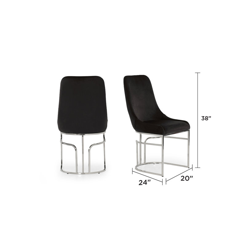 Chaises de salle à manger rembourrées Zular, Acier inoxydable, Noir