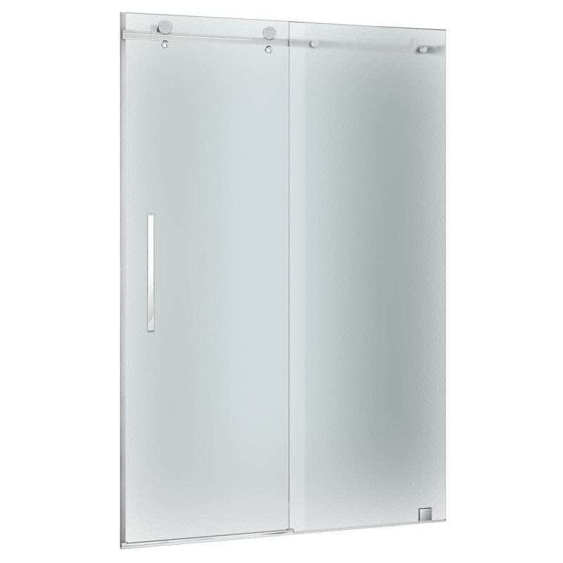 Moselle 48'' x 75'' Chrome Frameless Sliding Shower Door with Frosted Glass