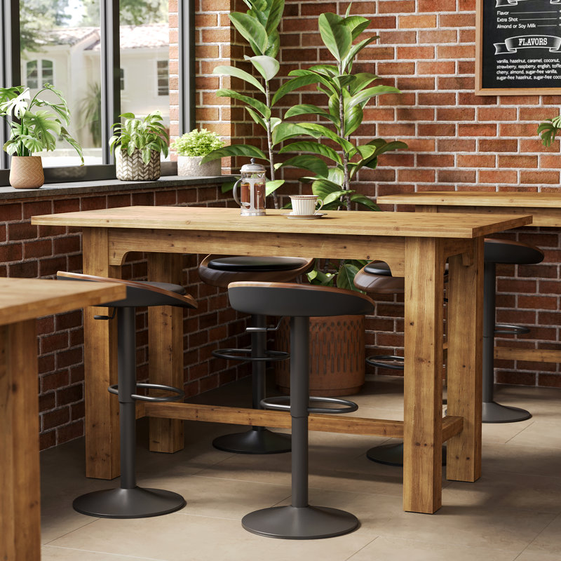 Table de bar en bois massif, table de comptoir de 63 pouces