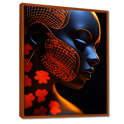 Élégant papillon bleu profond Portrait I - femme moderne, décoration murale