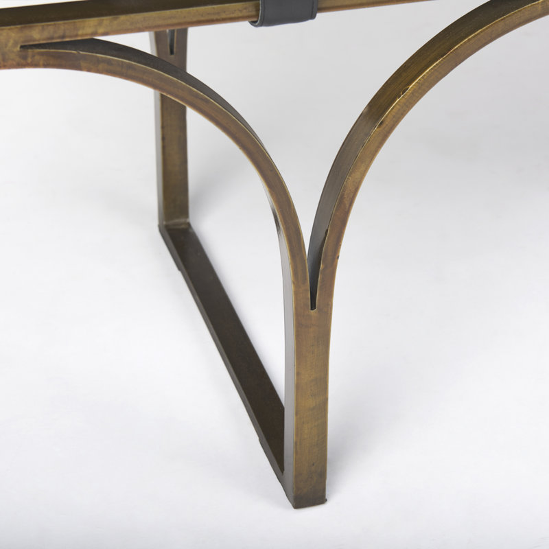 Magnolia Upholstered Bench, Black Genuine Leather