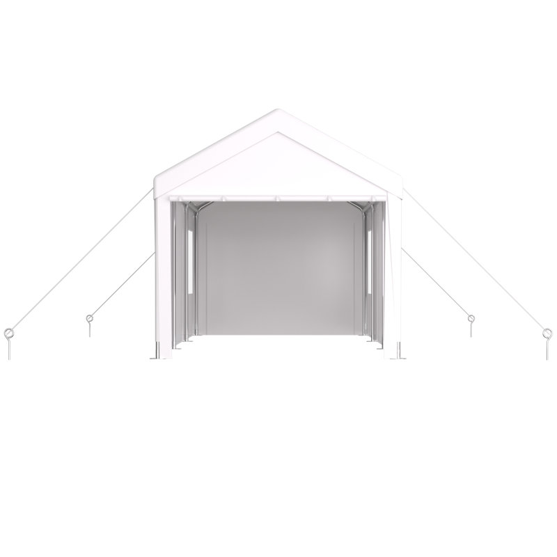 Carport 10' X 20' Portable Garage, Heavy Duty Car Port Canopy With 2 Roll-Up Doors & 4 Ventilated Windows For Car, Truck, Boat, Garden Tools