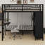 Lit superposé en métal avec garde-robe et bureau pliable