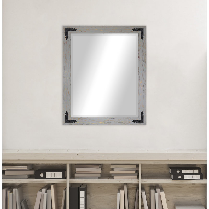 Tuohy Solid Wood Flat Wall Mirror, Gray/Red, 38"  x 32" 