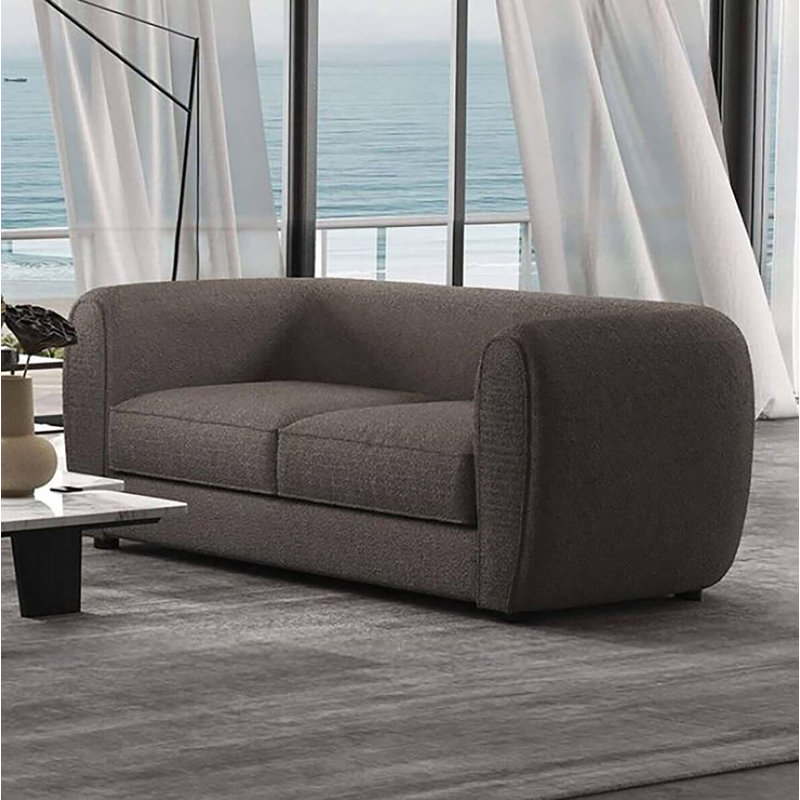 Arjen 67'' Tuxedo Arm Loveseat, Charcoal Gray Boucle