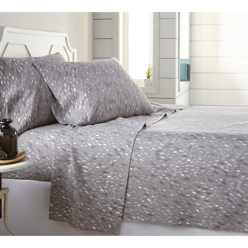 Twin XL Gray Botanical Forest Microfiber Sheet Set