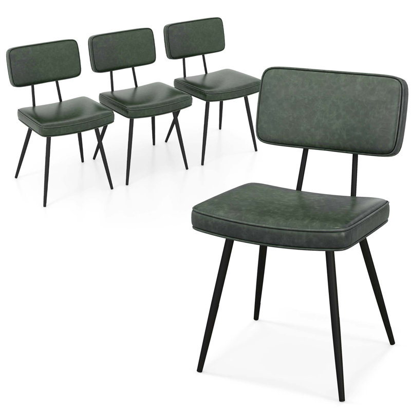  Ensemble de 4 chaises de salle à manger avec housse en cuir de polyuréthane rembourrée en cascade