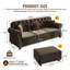 Canapé Chesterfield 82,6 po style Mid-Century moderne avec accoudoirs roulés et garniture cloutée-798475164
