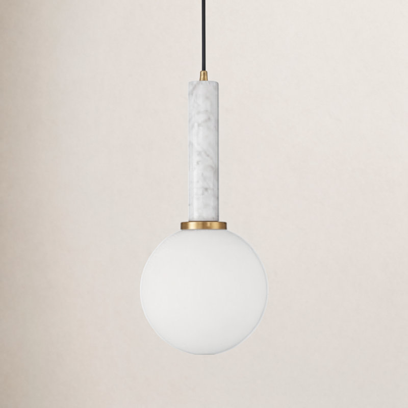 Callaway 1-Light Hubbs in White Marble with Warm Brass