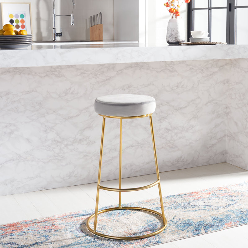 Tabouret de bar 29,2 po Saroun, Velours gris clair