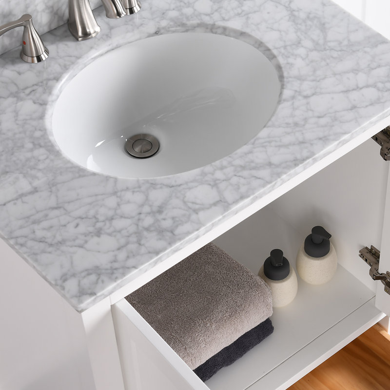 Bohuang 15.75" White Ceramic Oval Undermount Bathroom Sink with Overflow