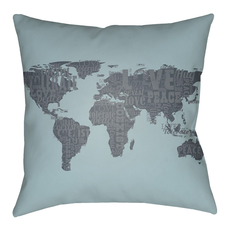 Coussin intérieur / extérieur Litchfield Global Global, H 18 po x l 18 po, Noir onyx / gris anthracite