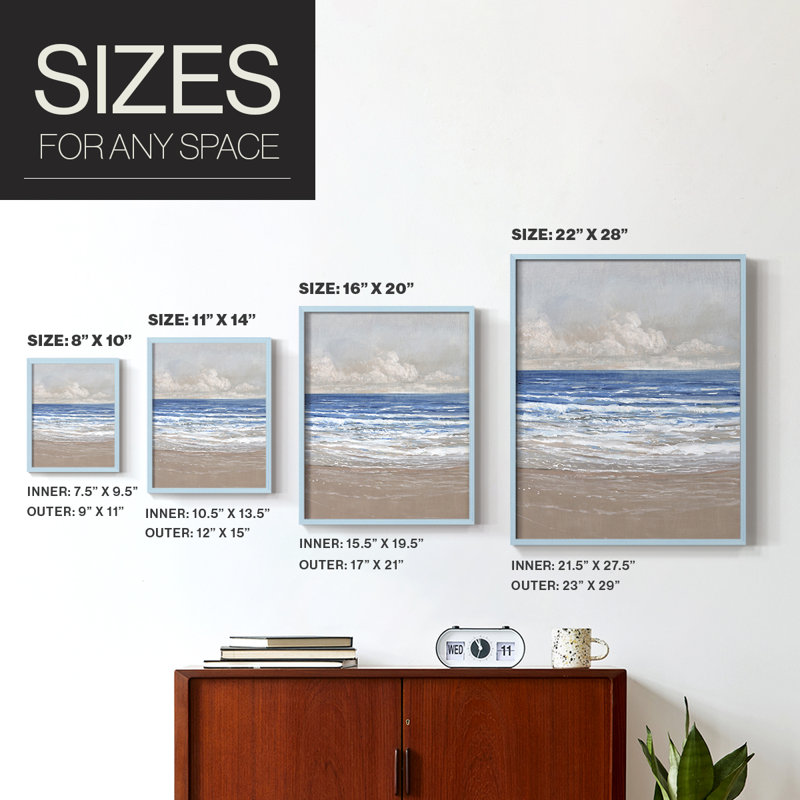 StressFree II Framed Print - Solid Wood, Blue, 10" H x 8" W