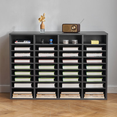 Wooden Literature Organizer 36 Compartments with Adjustable Shelves 