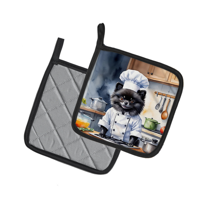 Caroline's Treasures The Dog Chef Polyester Potholder Set