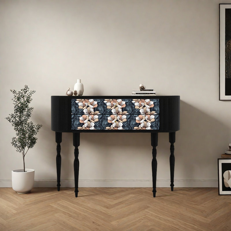 Console rétro avec 2 tiroirs, H 35,43 po x l 47,24 po x P 11,81 po