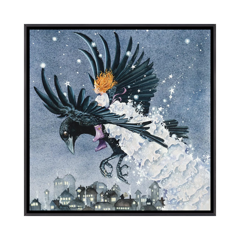 Stardust par Maggie Vandewalle - reproduction d'art, H 18 po x l 18 po x 1,5 po, Toile avec cadre noir patiné, Pas de tapis