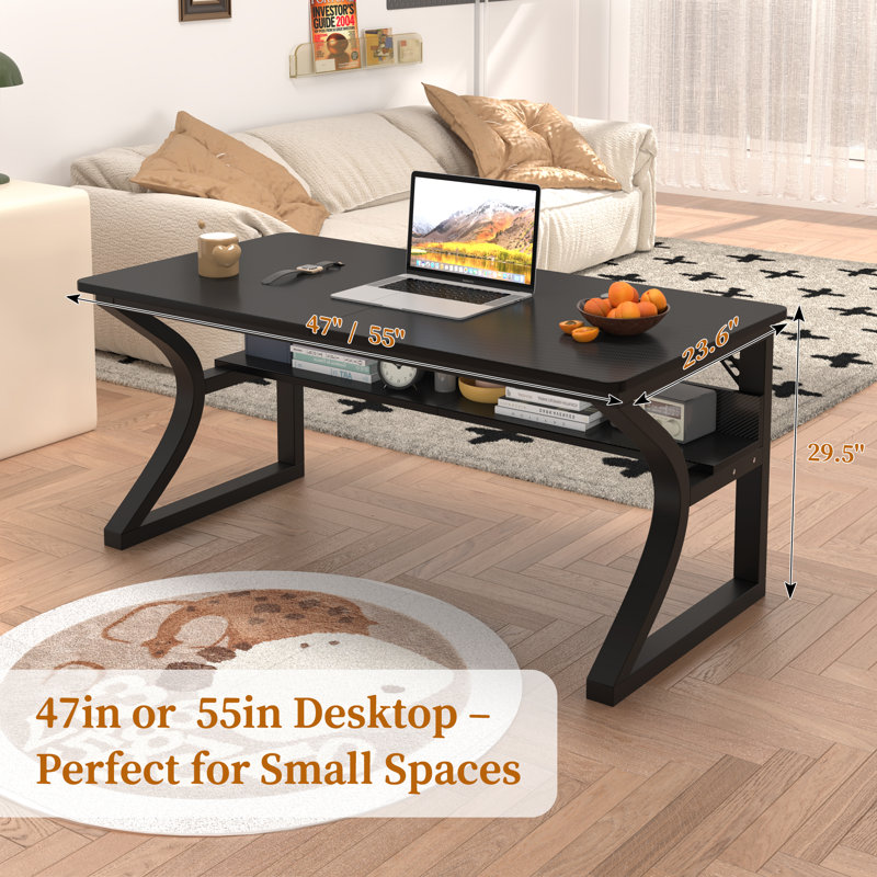 Bureau d'ordinateur et bureau à domicile Antawan, H 29,5 po x L 55 po x l 23,6 po, Black Carbon