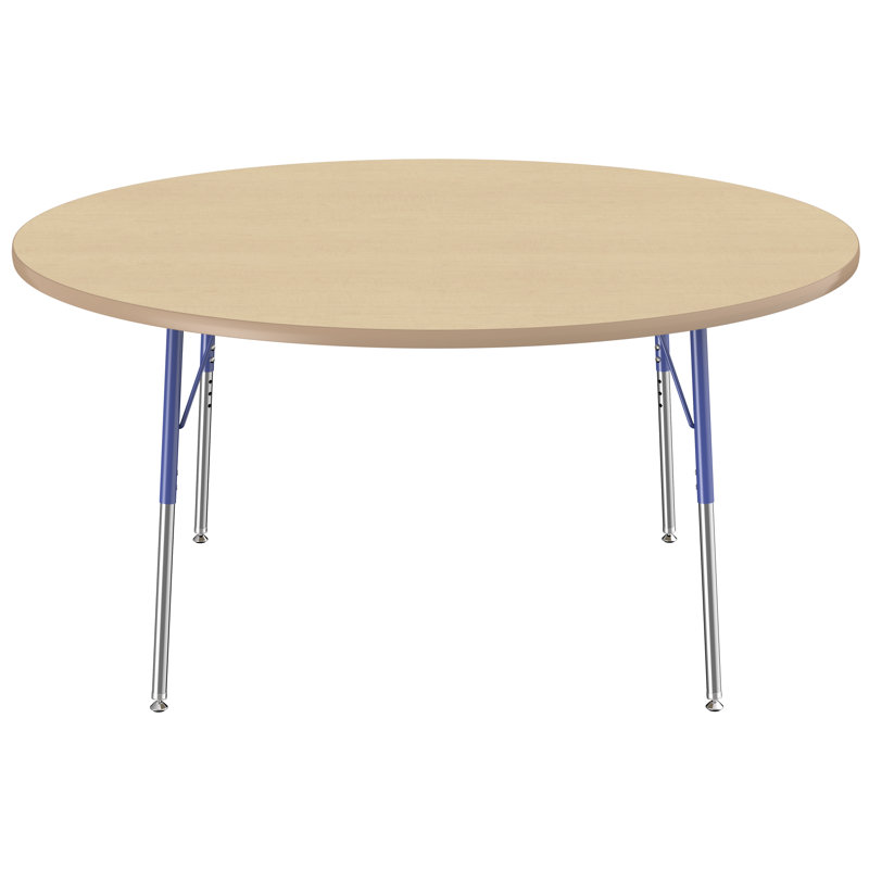 Table ronde à hauteur réglable, H 24 po x L 60 po x l 60 po, Érable / érable, Gris