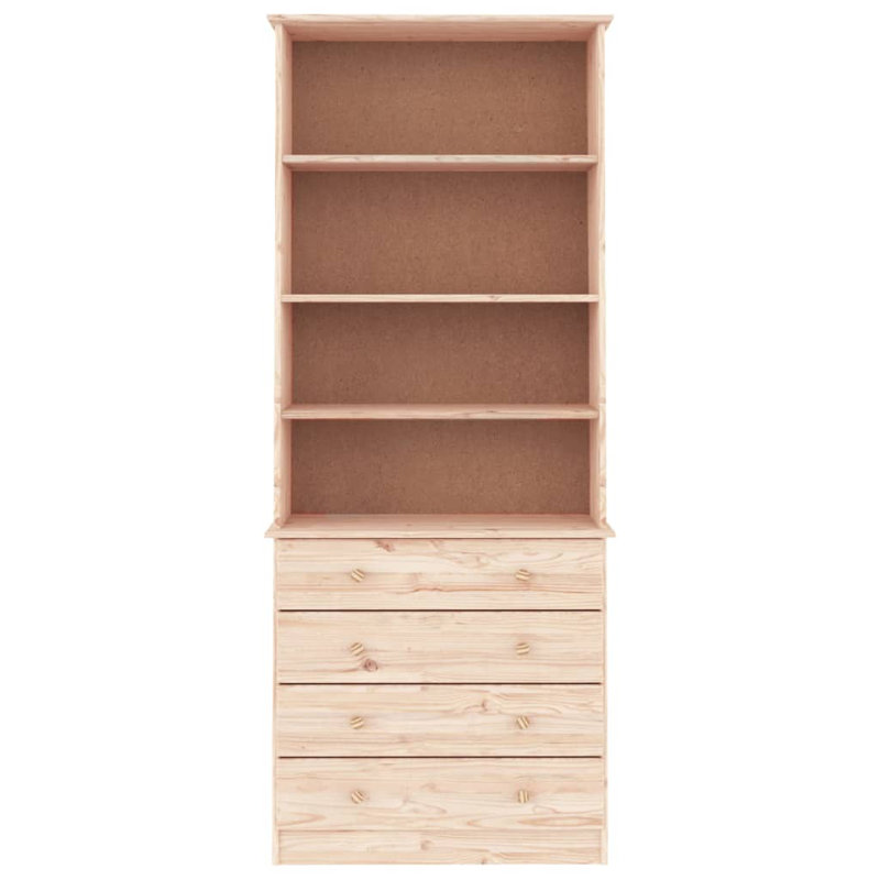 Bibliothèque vidaXL en bois de pin massif 30,3 x 13,8 x 73,4 po, Brun