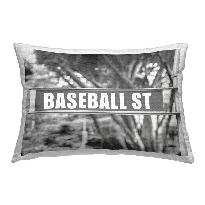 Coussin d'extérieur imprimé Baseball Street Sign par Daphne Polselli