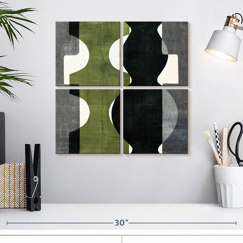 Déco géométrique Avery avec vert, H 18 po x l 18 po