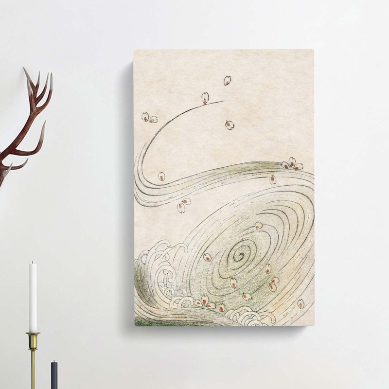 Wave Illustration by Watanabe Seitei - Wrapped Canvas Painting, 60cm H x 40cm W x 3cm D