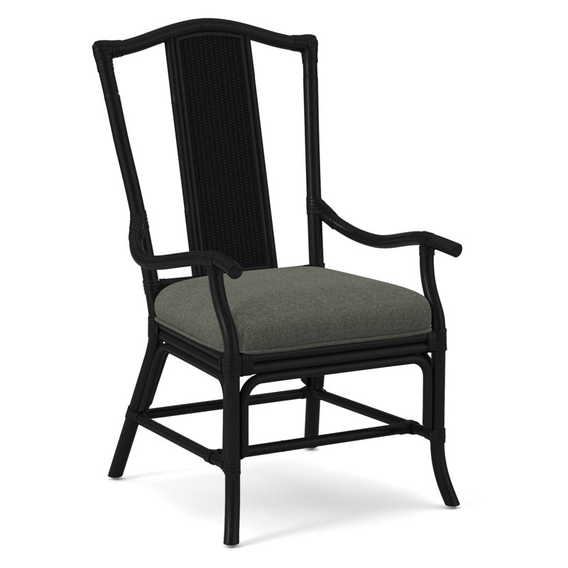 Drury Lane Slat Back Dining Arm Chair, Black, Gray Sugar Performance; 0863-84