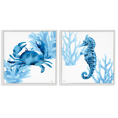 «Crab & Seahorse Abstractions», ensemble de 2 giclées encadrées par Cat Thurman Designs