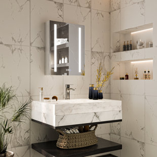 Led Lighting Medicine Cabinet With 3 Adjustable Shelves Recessed Or Surface Mounted Right Hand