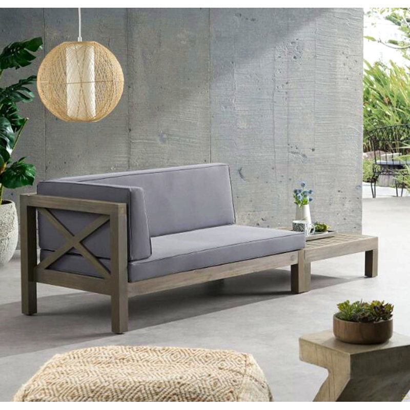 Banc d'angle en X avec table basse, Gris foncé