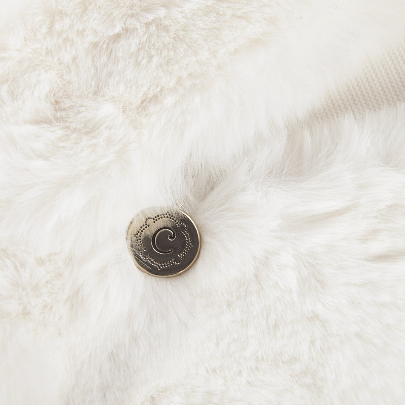 Ivory Faux Fur Square Throw Pillow with Polyfill