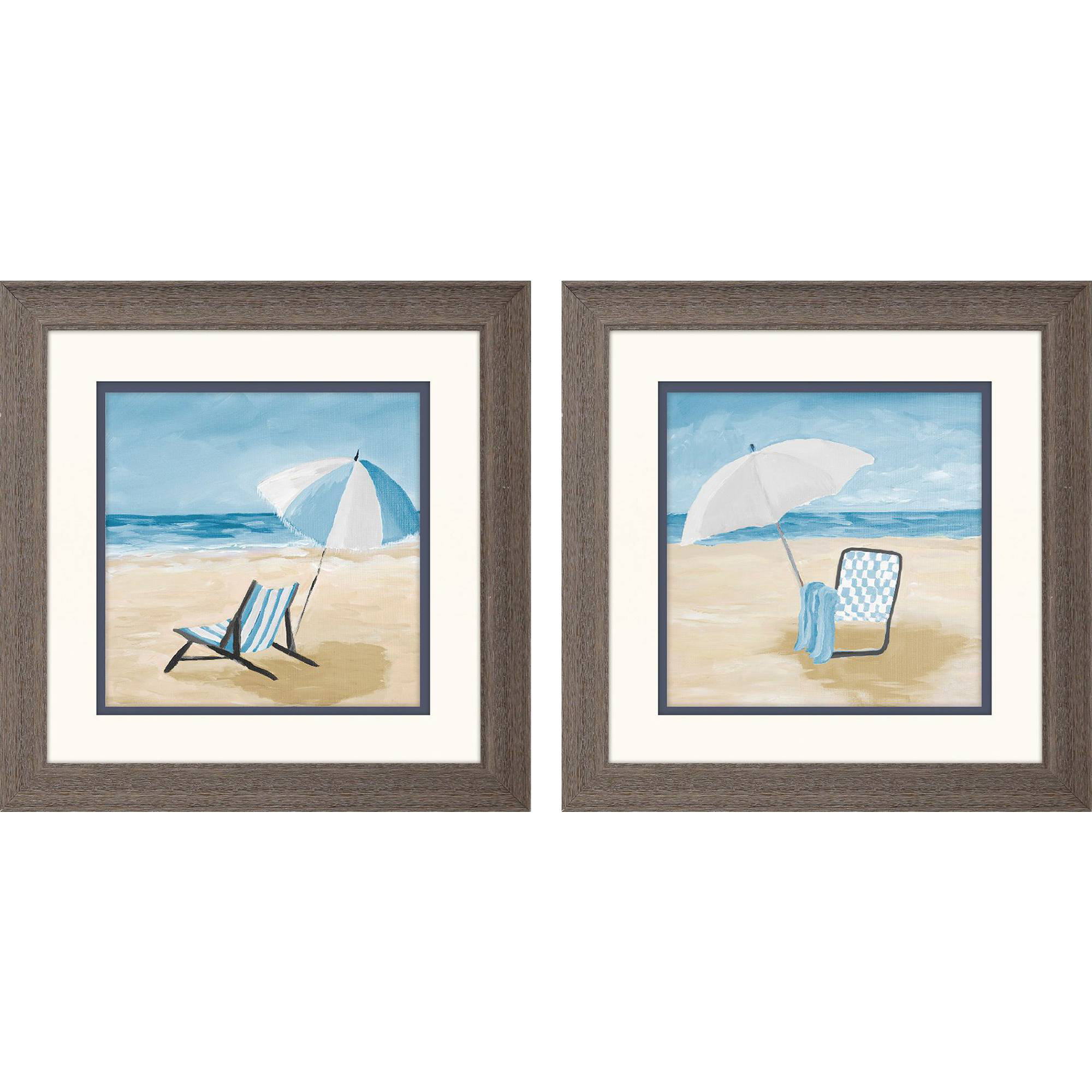 Highland Dunes Blue Beach S/2 Framed On Paper 2 Pieces Print | Wayfair